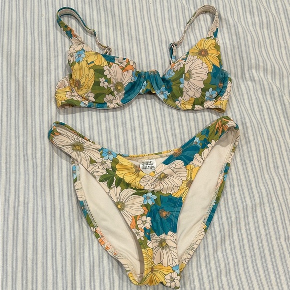 Wild Fable Floral Bikini - Blue, Yellow, Green - Picture 1 of 2